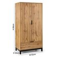 Bali Oak Double Wardrobe - 2 Door - 1 Drawer