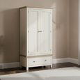 Modern Wardrobe - 2 Door - 1 Drawer - White Painted
