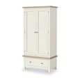 Modern Wardrobe - 2 Door - 1 Drawer - White Painted