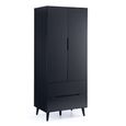 Alicia Black Double Wardrobe - 2 Door - 2 Drawer