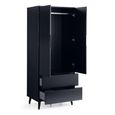 Alicia Black Double Wardrobe - 2 Door - 2 Drawer