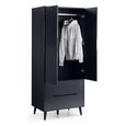 Alicia Black Double Wardrobe - 2 Door - 2 Drawer