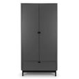 Chloe Double Wardrobe - 2 Door - 1 Drawer - Grey
