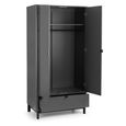 Chloe Double Wardrobe - 2 Door - 1 Drawer - Grey