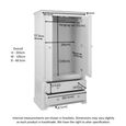 Cromwell Wardrobe - 2 Door - 2 Drawer  - White Painted