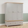 Wilmont Wardrobe - 3 Door - 3 Drawer - Grey Painted