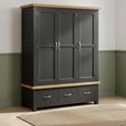 Wilmont Wardrobe - 3 Door - 3 Drawer - Black Painted