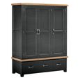 Wilmont Wardrobe - 3 Door - 3 Drawer - Black Painted