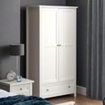 Maine Double Wardrobe - 2 Door - 1 Drawer - White
