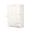 Maine Wardrobe - 3 Door - 2 Drawer - White