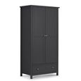 Maine Double Wardrobe - 2 Door - 1 Drawer - Black