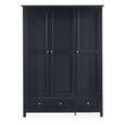 Maine Wardrobe - 3 Door - 2 Drawer - Black