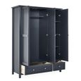 Maine Wardrobe - 3 Door - 2 Drawer - Black