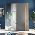 Berno Fluted Oak and Dark Grey Sliding Mirror Wardrobe - 2 Door