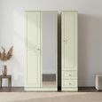 Pembroke Cream 3 Door Combi Wardrobe - 1 Mirror and RHF 2 Drawers