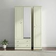 Pembroke Cream 3 Door Tall Combi Wardrobe - 1 Mirror and LHF 2 Drawers