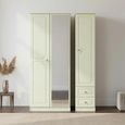 Pembroke Cream 3 Door Tall Combi Wardrobe - 1 Mirror and RHF 2 Drawers