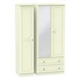 Pembroke Cream 3 Door Combi Wardrobe - 1 Mirror and LHF 2 Drawers