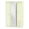 Pembroke Cream 3 Door Combi Wardrobe - 1 Mirror and RHF 2 Drawers
