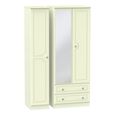 Pembroke Cream 3 Door Tall Combi Wardrobe - 1 Mirror and LHF 2 Drawers