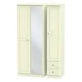 Pembroke Cream 3 Door Tall Combi Wardrobe - 1 Mirror and RHF 2 Drawers