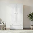 Pembroke White Gloss 2 Door 2 Drawer Double Wardrobe - H 182.4cm