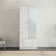 Pembroke White Gloss 2 Door Combi Wardrobe - 1 Mirror