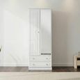 Pembroke White Gloss 2 Door Tall Combi Wardrobe - 1 Mirror