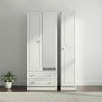 Pembroke White Gloss 3 Door Tall Combi Wardrobe - 1 Mirror and LHF 2 Drawers
