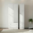 Pembroke White Gloss 3 Door Tall Combi Wardrobe - 1 Mirror