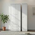 Pembroke White Gloss 3 Door Tall Triple Wardrobe - LHF 2 Drawers