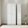 Pembroke White Gloss 3 Door Tall Triple Wardrobe - RHF 2 Drawers