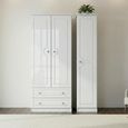 Pembroke White Gloss 3 Door Triple Wardrobe - LHF 2 Drawers