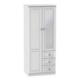 Pembroke White Gloss 2 Door Combi Wardrobe - 1 Mirror RHF 3 Drawers