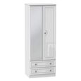 Pembroke White Gloss 2 Door Tall Combi Wardrobe - 1 Mirror
