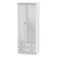 Pembroke White Gloss 2 Door Tall Combi Wardrobe - 1 Mirror