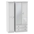 Pembroke White Gloss 3 Door Combi Wardrobe - 1 Mirror and LHF 2 Drawers