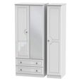 Pembroke White Gloss 3 Door Combi Wardrobe - 1 Mirror and LHF 2 Drawers