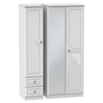 Pembroke White Gloss 3 Door Combi Wardrobe - 1 Mirror and RHF 2 Drawers