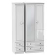 Pembroke White Gloss 3 Door Tall Combi Wardrobe - 1 Mirror