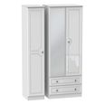 Pembroke White Gloss 3 Door Tall Combi Wardrobe - 1 Mirror and LHF 2 Drawers