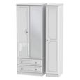 Pembroke White Gloss 3 Door Tall Combi Wardrobe - 1 Mirror and LHF 2 Drawers
