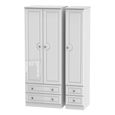 Pembroke White Gloss 3 Door Tall Triple Wardrobe - 4 Drawers