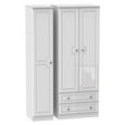 Pembroke White Gloss 3 Door Tall Triple Wardrobe - LHF 2 Drawers