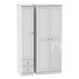 Pembroke White Gloss 3 Door Tall Triple Wardrobe - RHF 2 Drawers