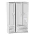 Pembroke White Gloss 3 Door Triple Wardrobe - 4 Drawers