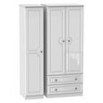 Pembroke White Gloss 3 Door Triple Wardrobe - LHF 2 Drawers
