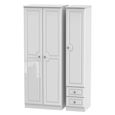 Pembroke White Gloss 3 Door Triple Wardrobe - RHF 2 Drawers