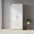 Knightsbridge White Gloss and Light Oak 2 Door Plain Wardrobe