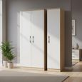 Knightsbridge White Gloss and Light Oak 3 Door Triple Wardrobe